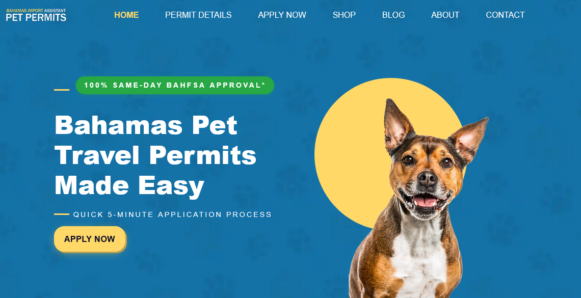 Bahamas Pet Permits Website Screenshot Bia