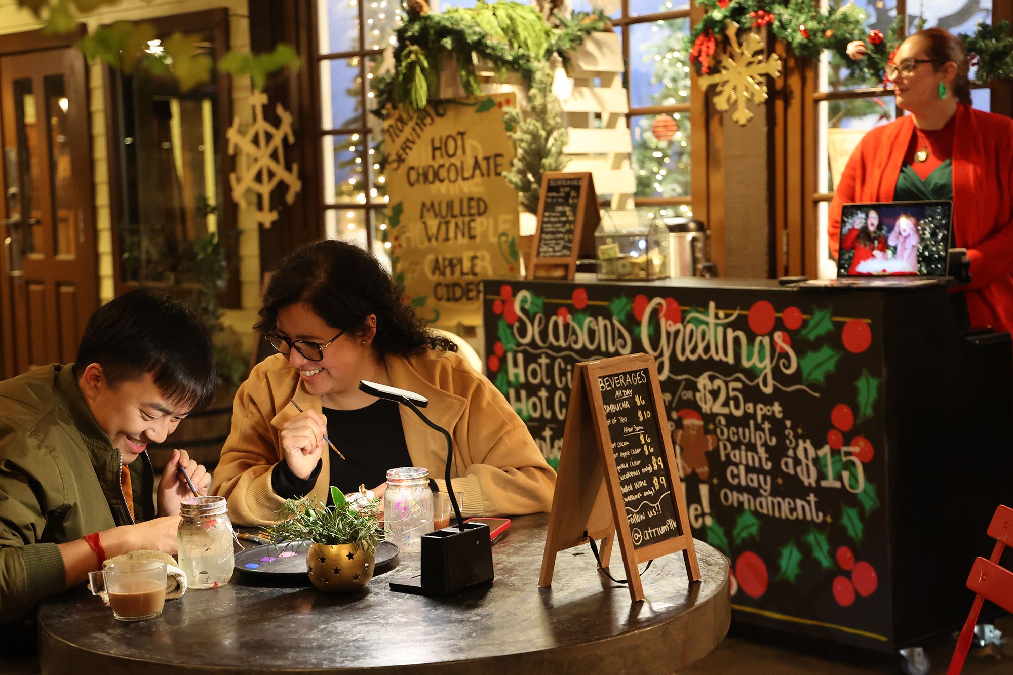 Crafting and Mulled Wine Make Ornaments Paint Sip