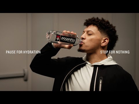 Pause for hydration. Stop for nothing. Patrick Mahomes stays after it with Essentia Ionized Alkaline Water.