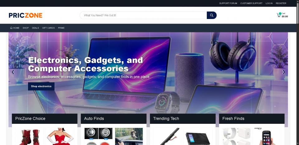 PricZone Beautiful Main Page